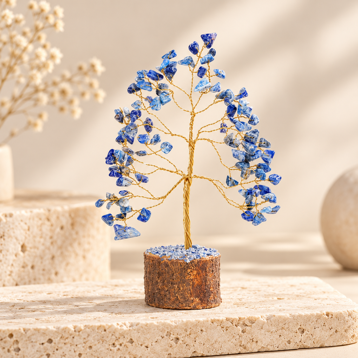Lapis Lazuli Tree - Gold Wire Bead
