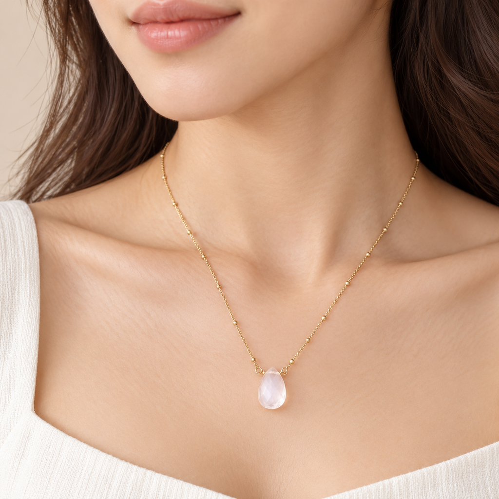 Clear Quartz Drop Necklace
