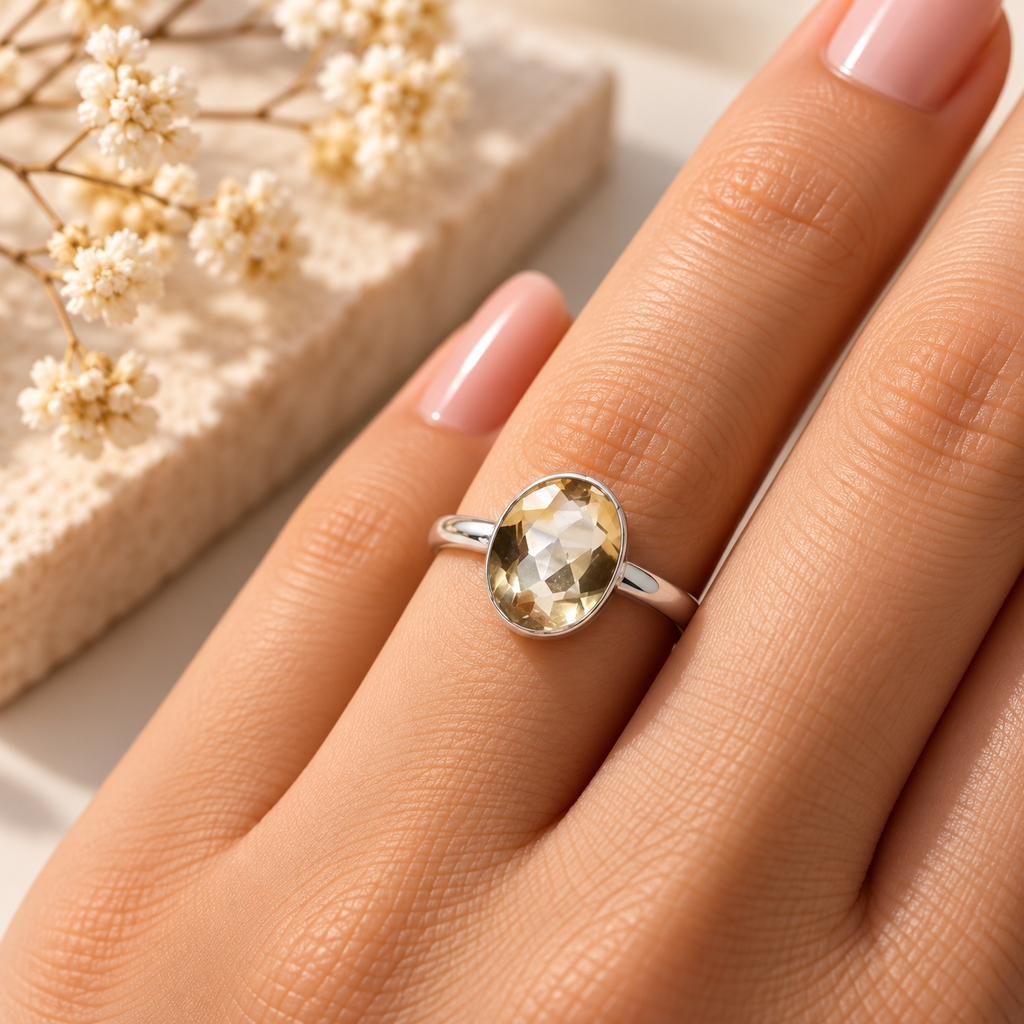 Citrine Pure Silver Ring