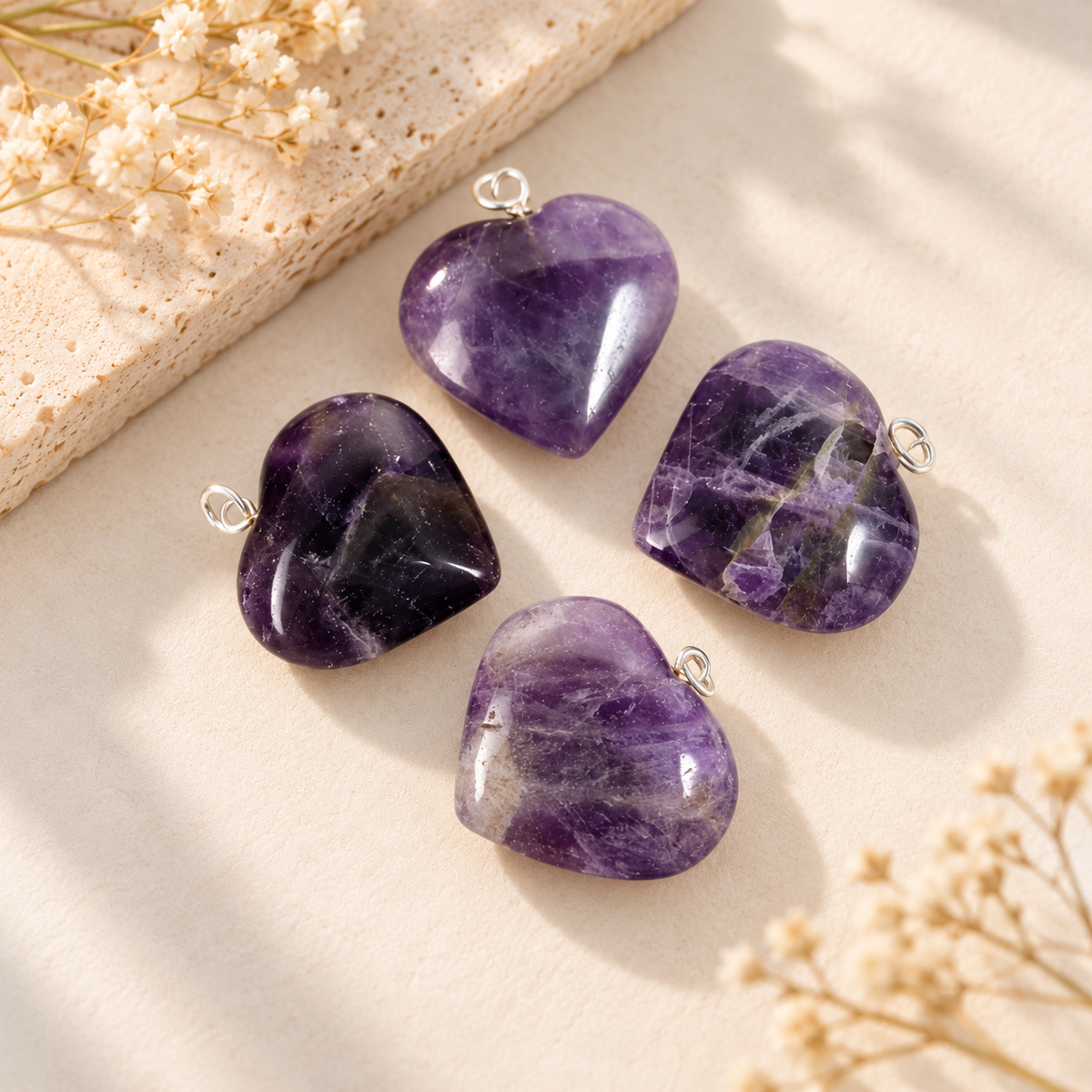 Amethyst Heart Pendant - Small