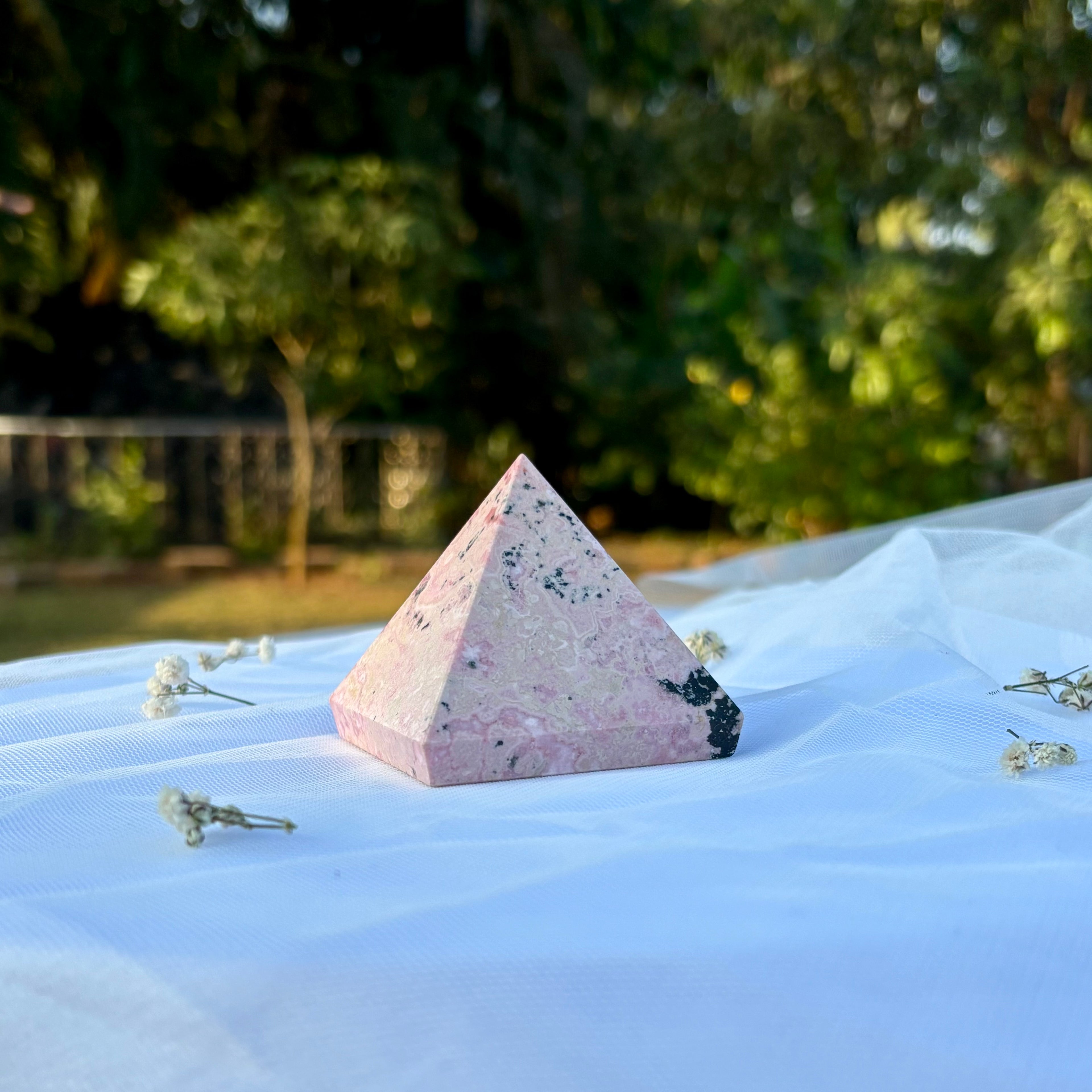 Pink Rhodonite Stone Pyramid