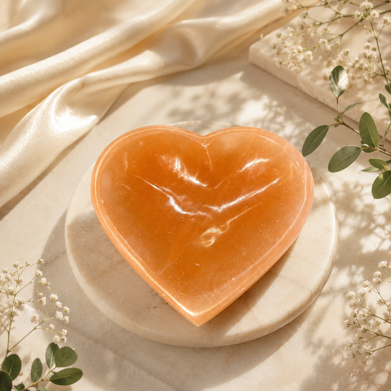 Orange Selenite Heart Charging Bowl