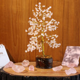 Rose Quartz Tree 300B Gold Wire