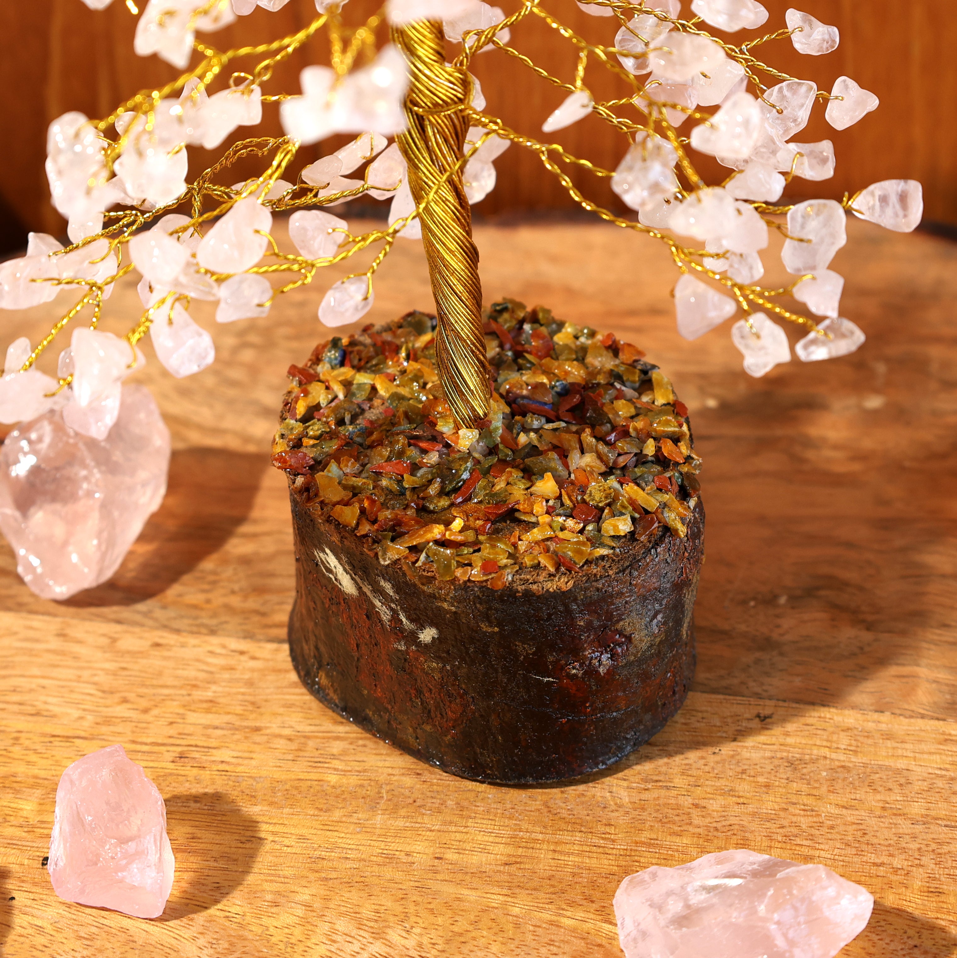 Rose Quartz Tree Gold Wire - 300 Beads
