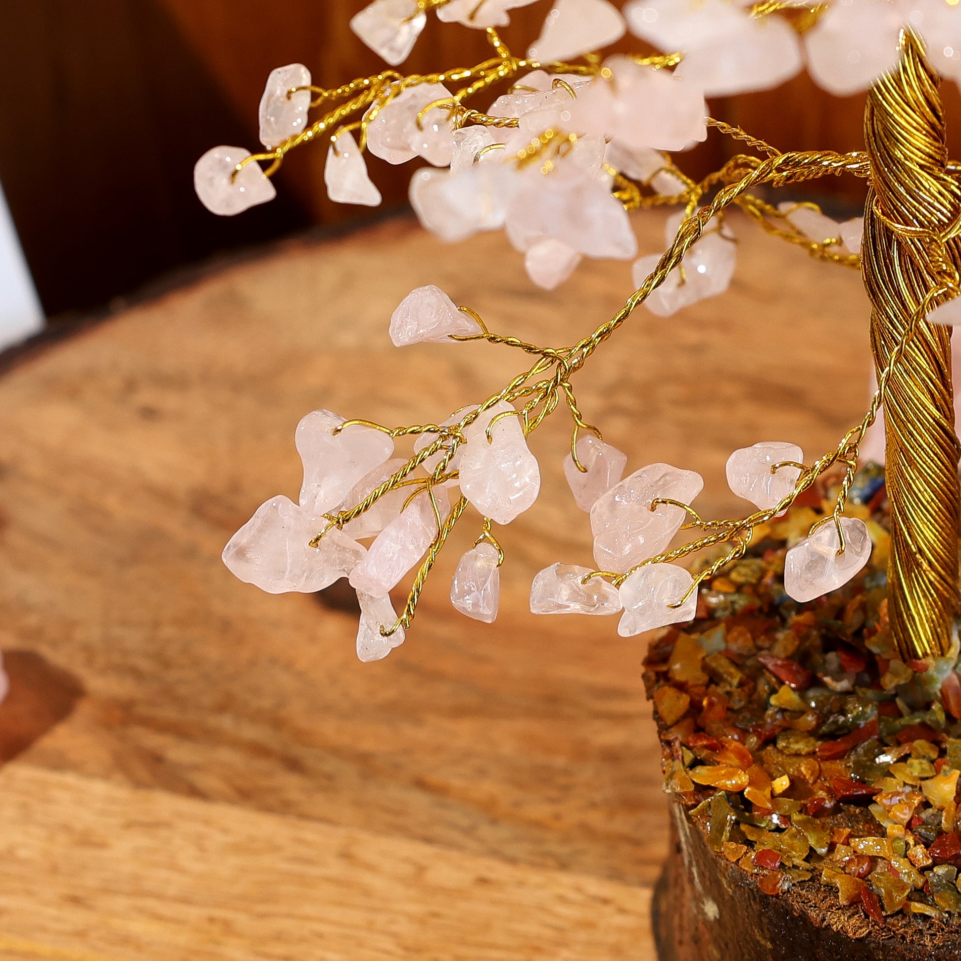 Rose Quartz Tree Gold Wire - 300 Beads
