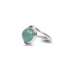Green Aventurine Silver Brass Ring