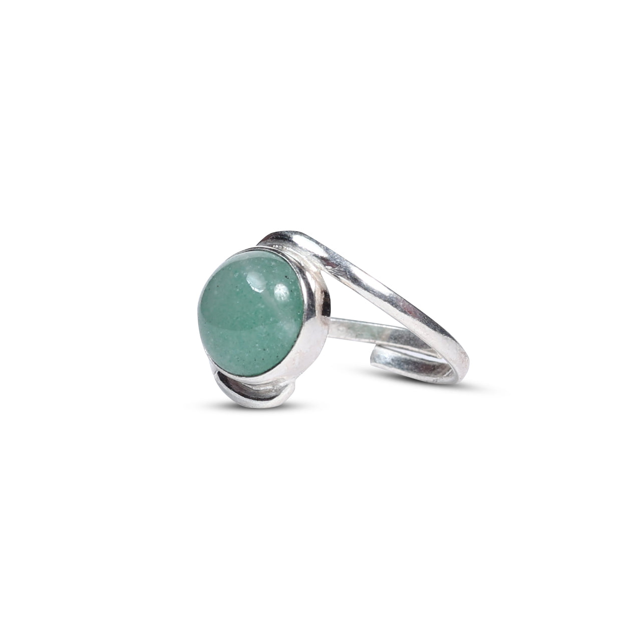 Green Aventurine Silver Brass Ring