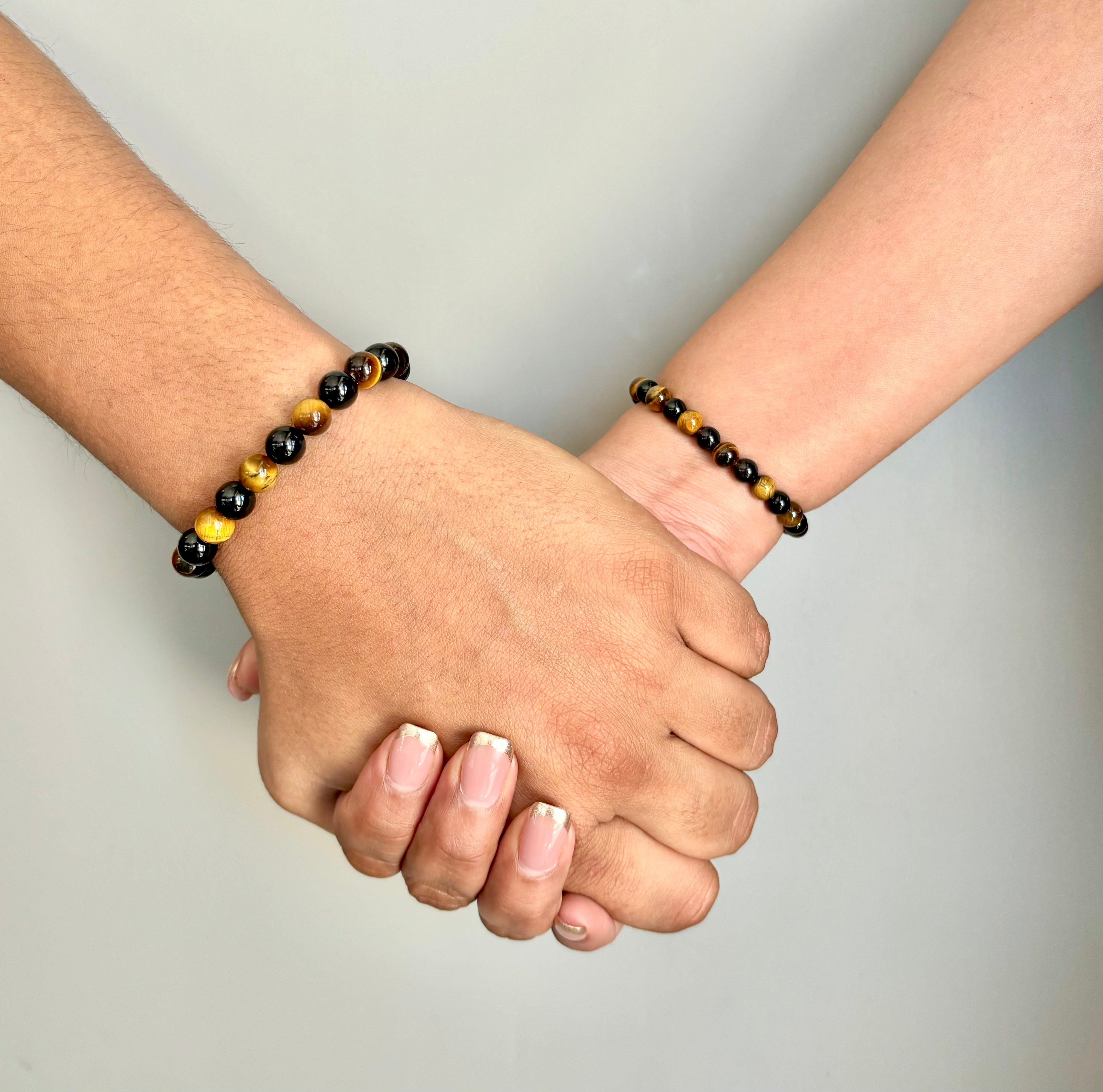 Black Tourmaline And Tiger Eye Couple Bracelet 8mm & 6mm