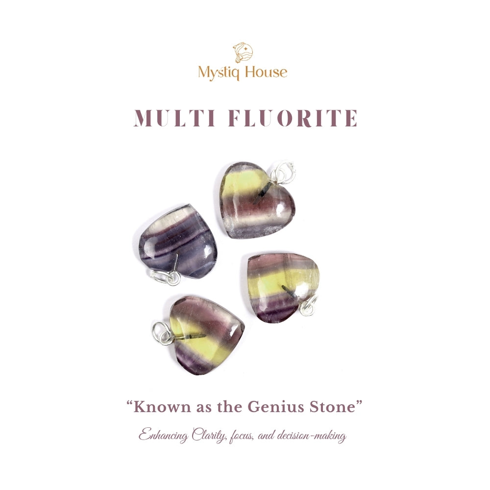 Multi Fluorite Mini Heart Pendant - MystiqHouse