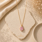 Pink Opal 92.5 Silver Oval Necklace