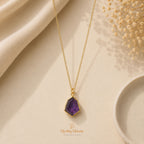 Amethyst 92.5 Silver Hexagonal Necklace