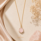 Rose Quartz 92.5 Silver Hexagonal Necklace