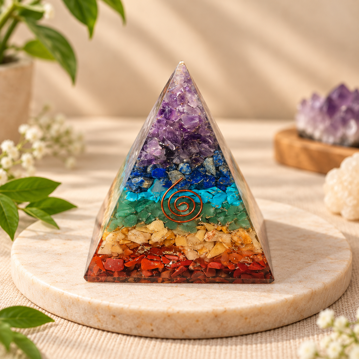 7 Chakra Orgonite Pyramid