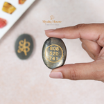 Mystiq House Pyrite Zibu  Money switch zibu stone in hand for manifestation