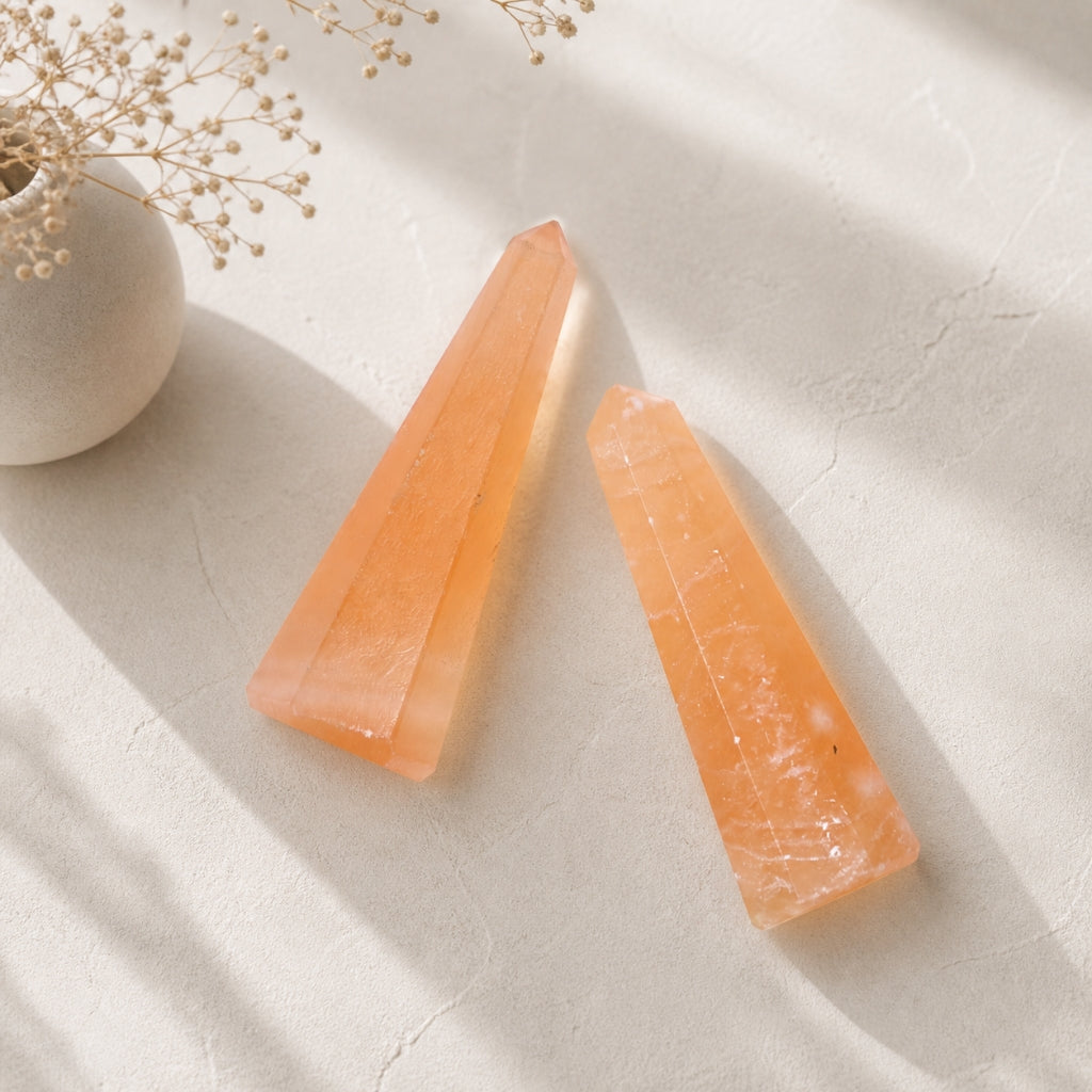 Orange Selenite Crystal Pencil Towers