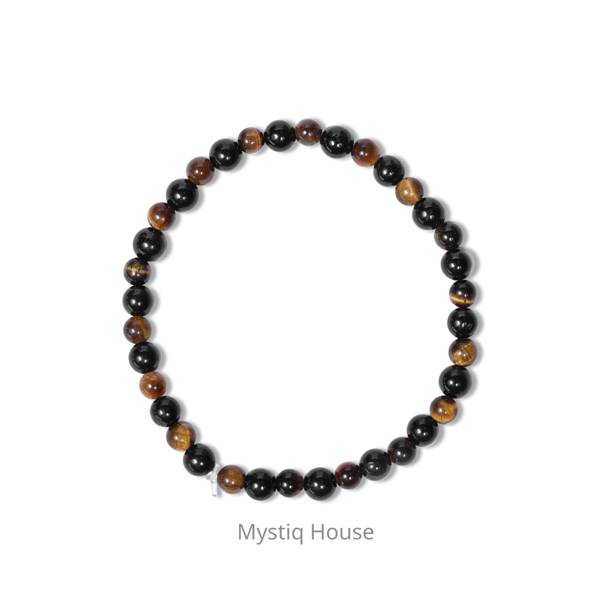 Black Tourmaline and Tiger Eye 4mm Bracelet