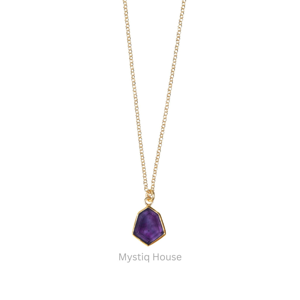 Amethyst 92.5 Silver Hexagonal Necklace - MystiqHouse