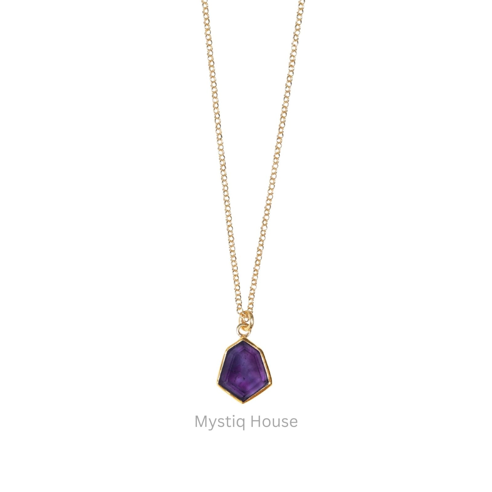 Amethyst 92.5 Silver Hexagonal Necklace - MystiqHouse