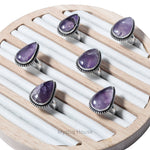 Amethyst Drop Brass Bordered Ring - MystiqHouse