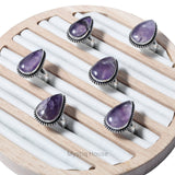 Amethyst Drop Brass Bordered Ring - MystiqHouse