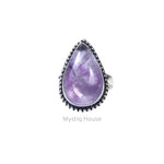 Amethyst Drop Brass Bordered Ring - MystiqHouse