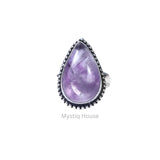 Amethyst Drop Brass Bordered Ring - MystiqHouse