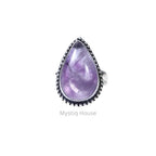 Amethyst Drop Brass Bordered Ring - MystiqHouse