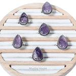 Amethyst Drop Brass Bordered Ring - MystiqHouse