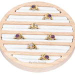 Amethyst Moon Charm Adjustable Ring - MystiqHouse