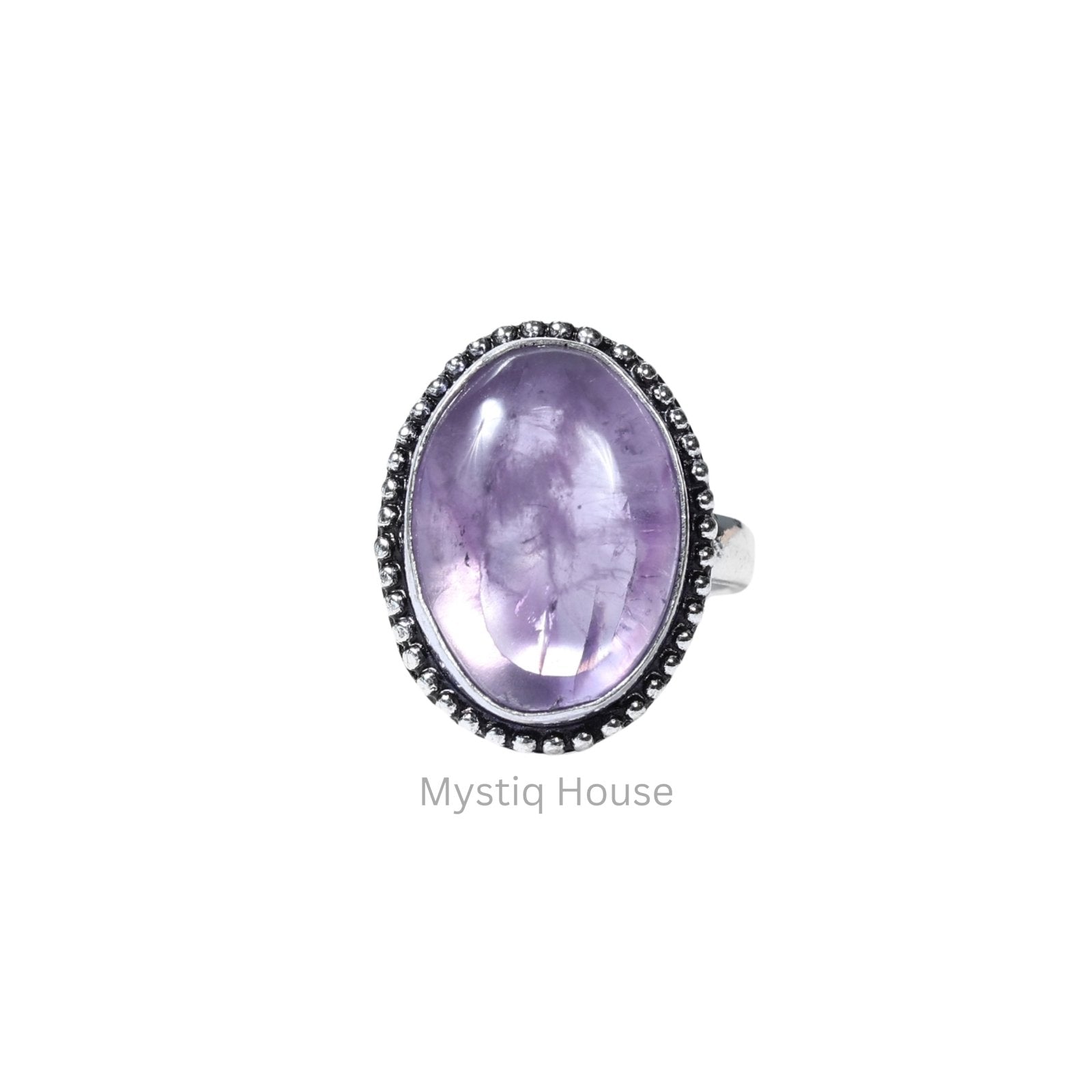 Amethyst Oval Brass Bordered Ring - MystiqHouse