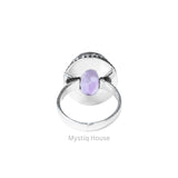 Amethyst Oval Brass Bordered Ring - MystiqHouse