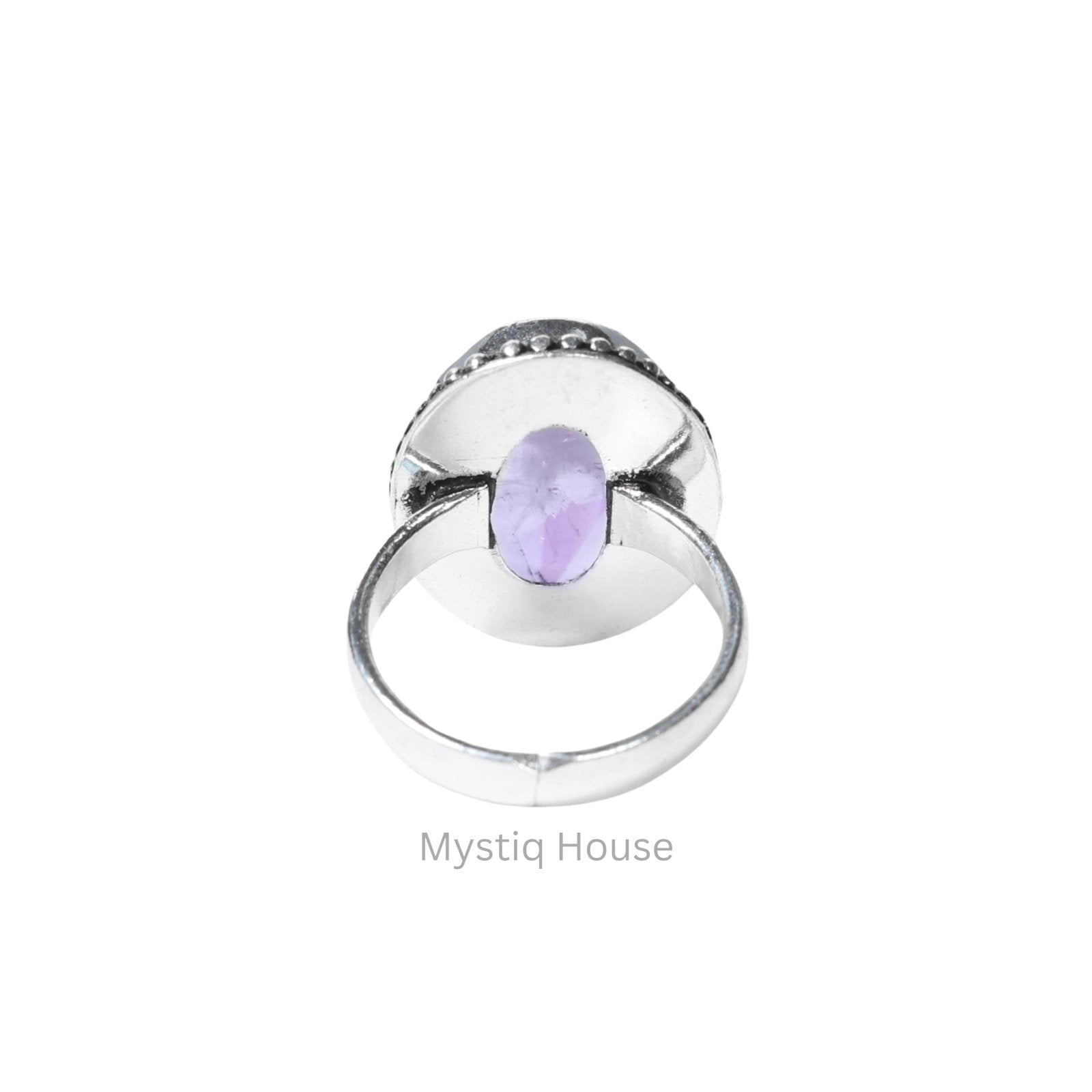 Amethyst Oval Brass Bordered Ring - MystiqHouse