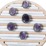 Amethyst Oval Brass Bordered Ring - MystiqHouse