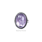 Amethyst Oval Brass Bordered Ring - MystiqHouse