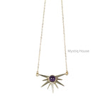 Amethyst Sun Burst Gold Necklace - MystiqHouse