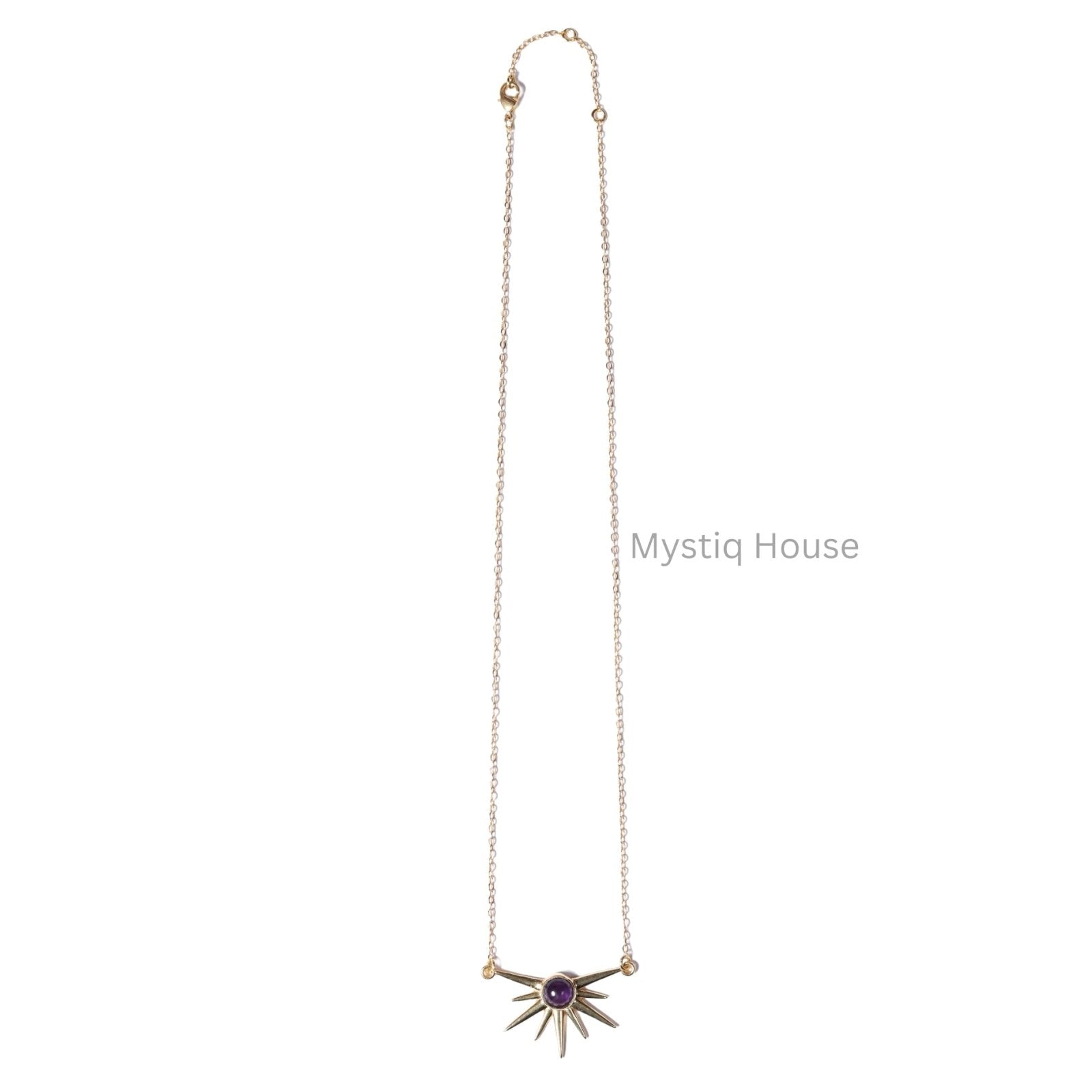 Amethyst Sun Burst Gold Necklace - MystiqHouse