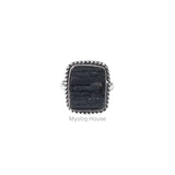 Black Tourmaline Brass Bordered Ring - MystiqHouse