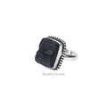 Black Tourmaline Brass Bordered Ring - MystiqHouse