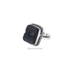 Black Tourmaline Brass Bordered Ring - MystiqHouse
