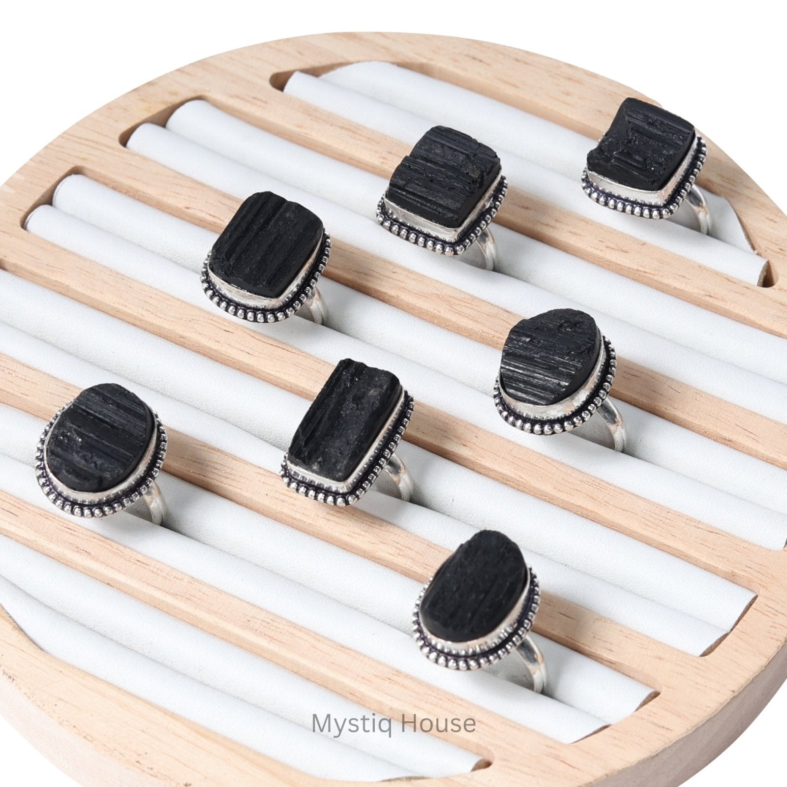 Black Tourmaline Brass Bordered Ring - MystiqHouse