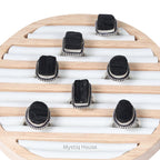 Black Tourmaline Brass Bordered Ring - MystiqHouse