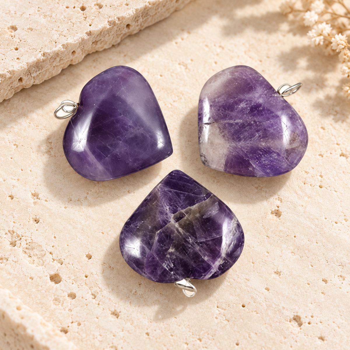 Amethyst Heart Pendant - Big