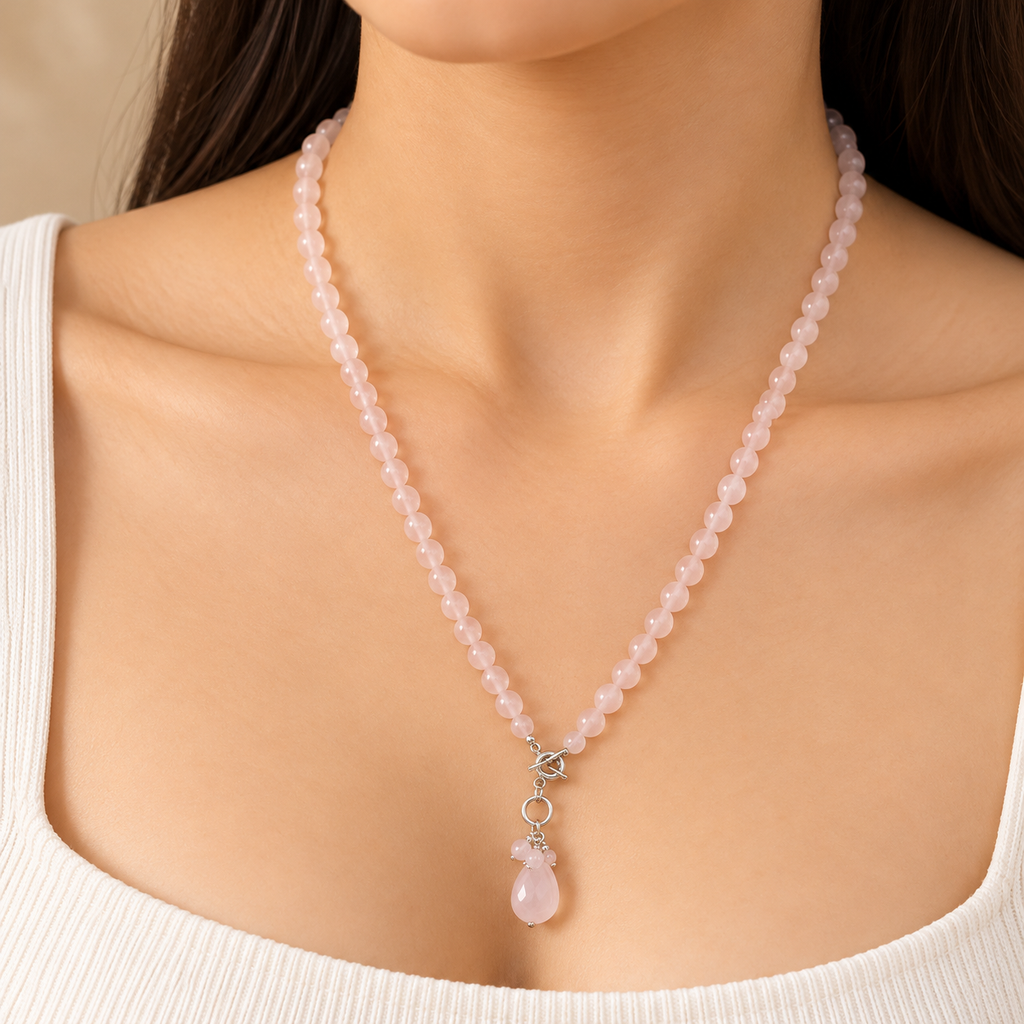 Rose Quartz Necklace 8mm