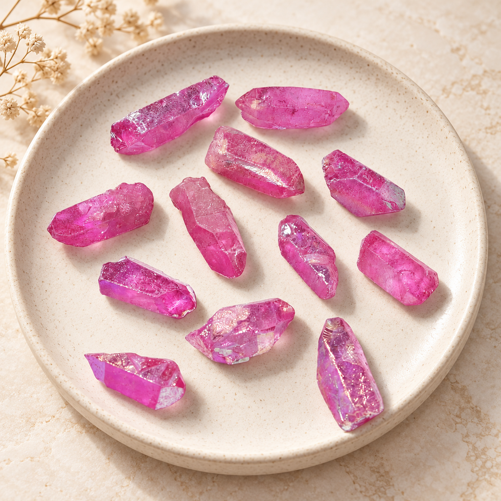 Rose Aura Quartz Points