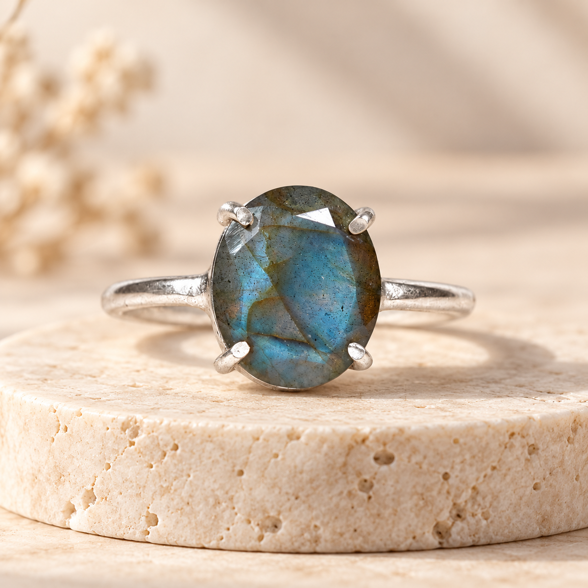 Labradorite faceted Ring