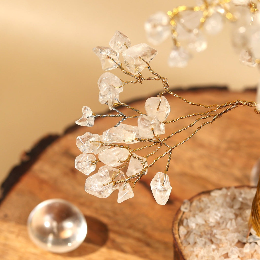 Clear Quartz Tree 300B Gold Wire - MystiqHouse