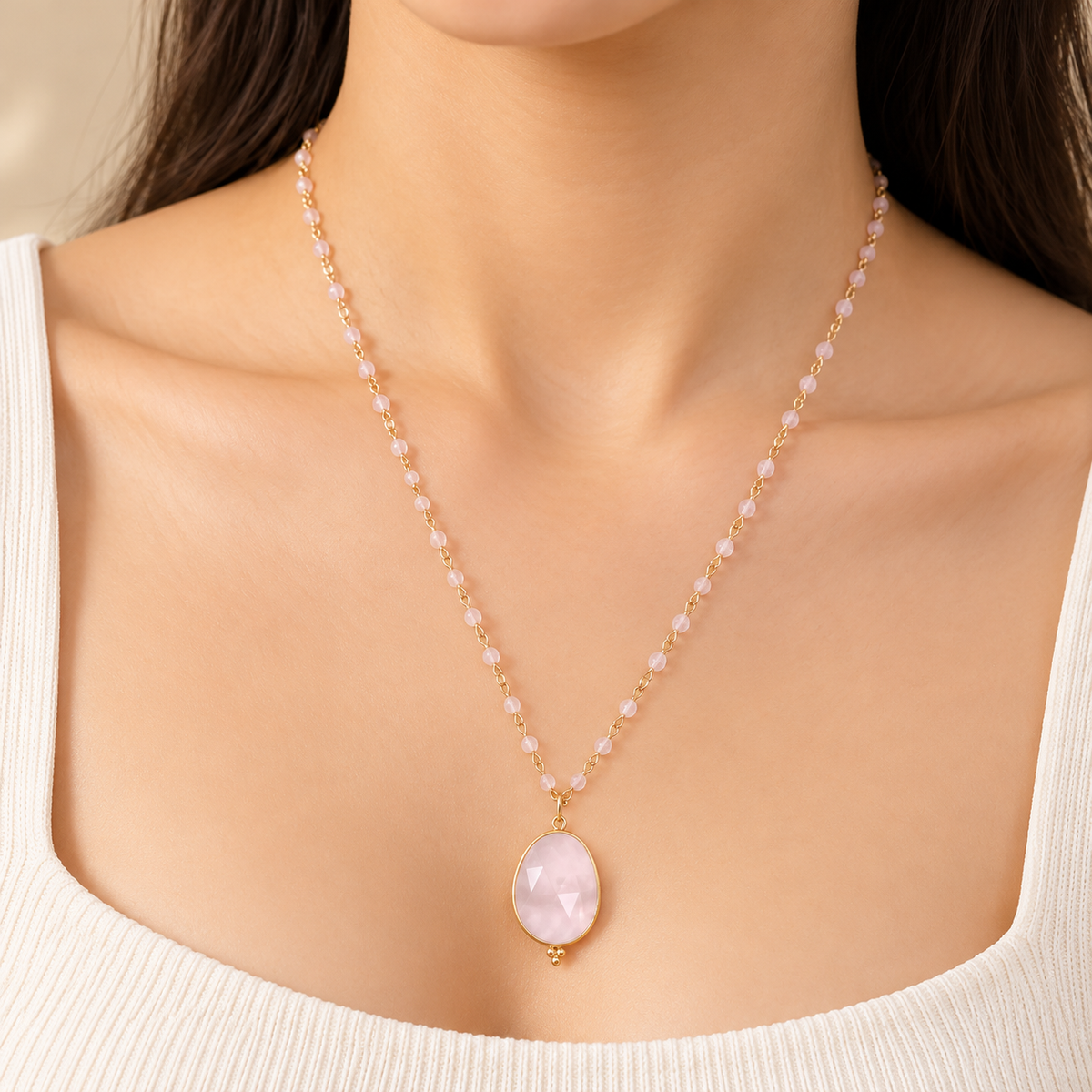 Rose Quartz Faceted Necklace