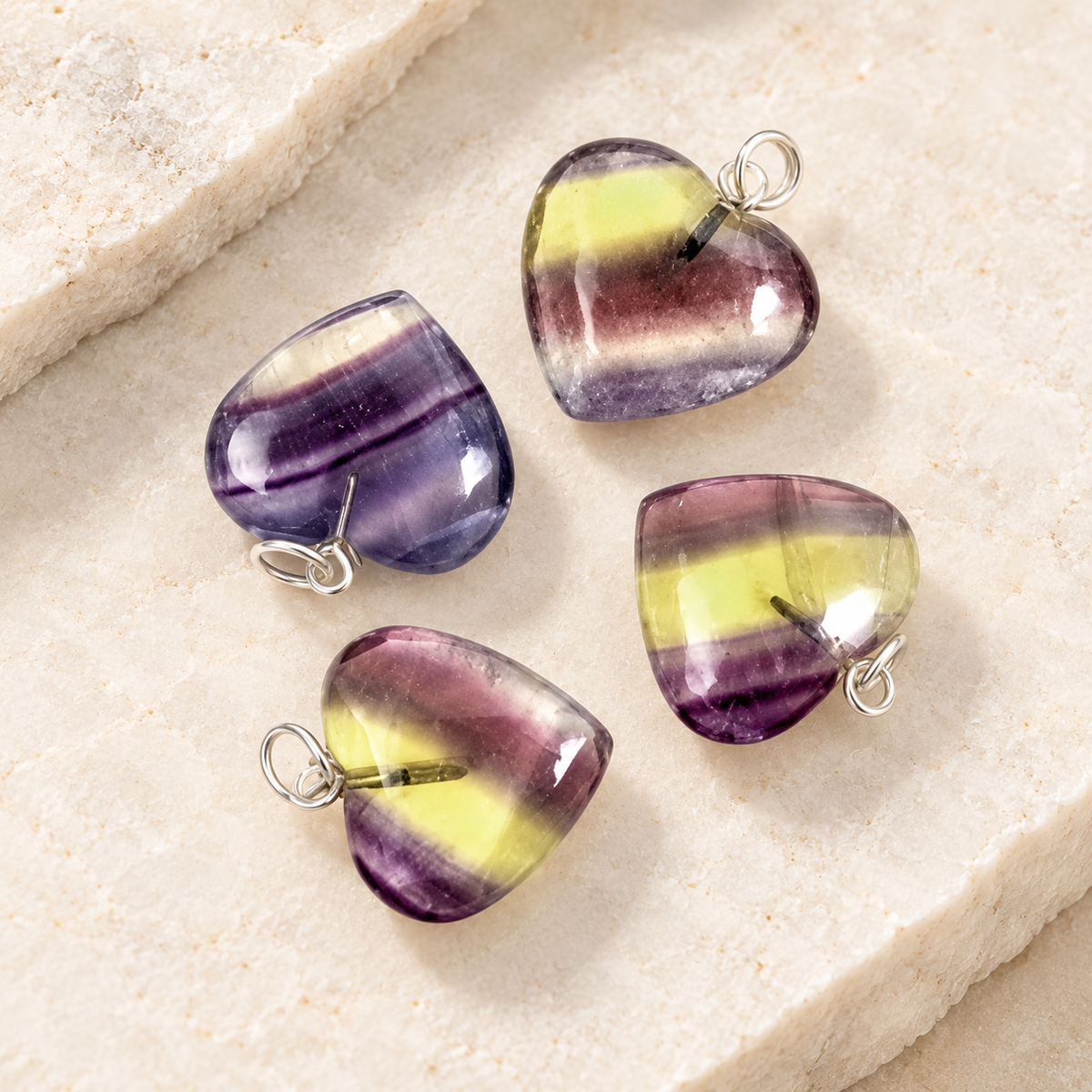Multi Fluorite Heart Pendant - Small