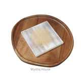 Flower Of Life Selenite Charging Plate - MystiqHouse