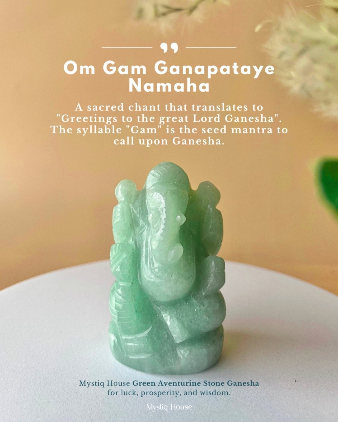 Green Aventurine Stone Ganesha - MystiqHouse